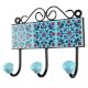 Turquoise Floral Ceramic Tile Hook